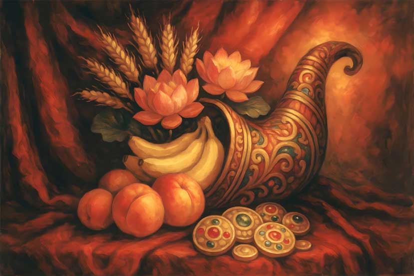 Cornucopia Wall Painting Abundance & Wealth Symbol