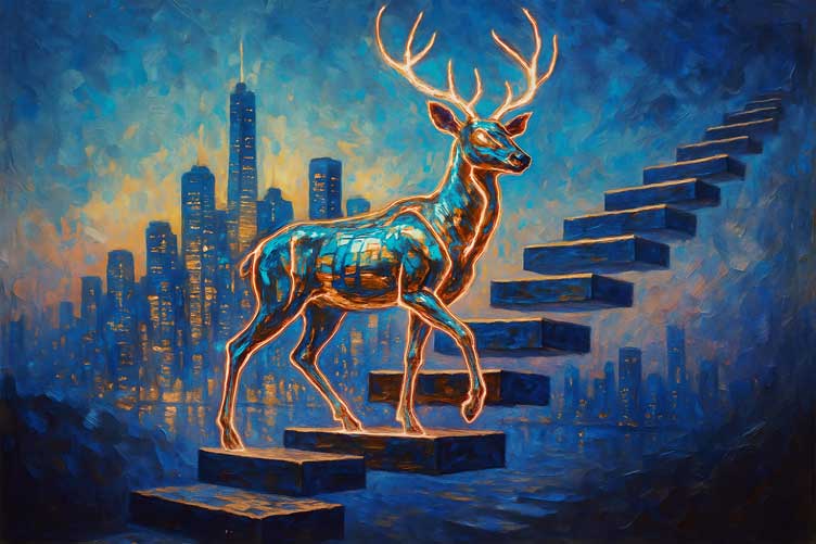 Artwork on Canvas of Deer Ideal for West Wall as per Vastu