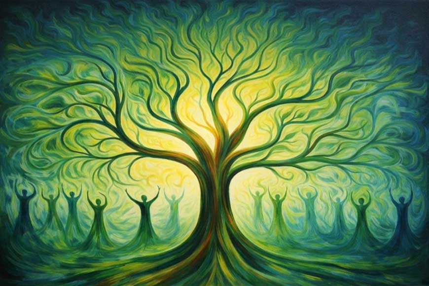 Family Tree Wall Art Canvas Painting for Unity and Harmony