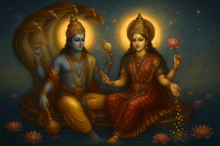 Lord Vishnu with Goddess Lakshmi Painting