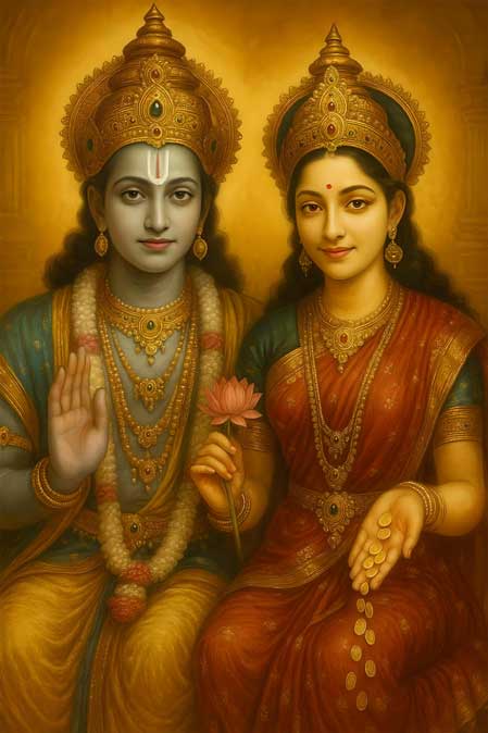 Goddess Lakshmi with Lord Vishnu Painting