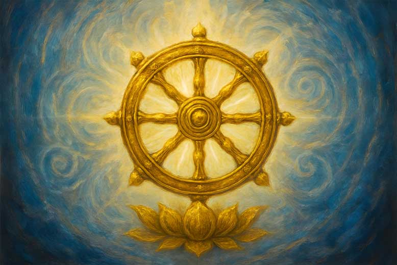 Wheel of Dharma (Dharmachakra) for Path to Enlightenment Wall Art  