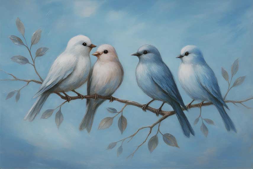 Birds on a Branch Painting for Networking, Connections & Communication Vastu Painting for Northwest Wall