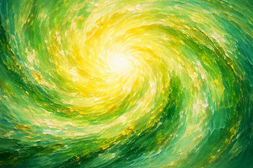 Green Abstract Spiral Wall Art Canvas Painting for Growth and Vitality