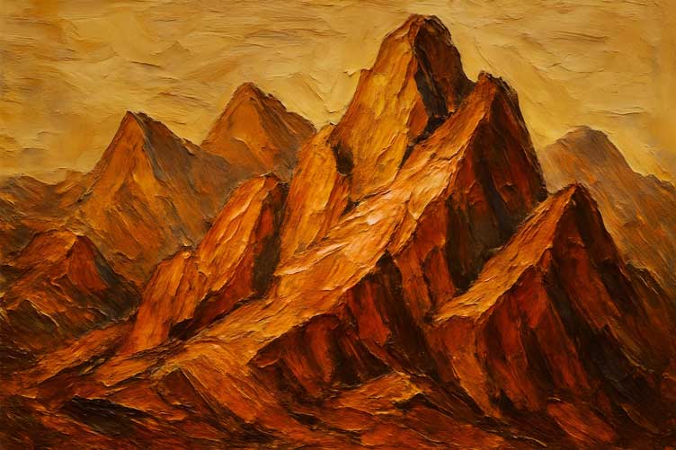 Mountain Art for Stability and Strength Abstract Canvas Painting for Southwest Wall