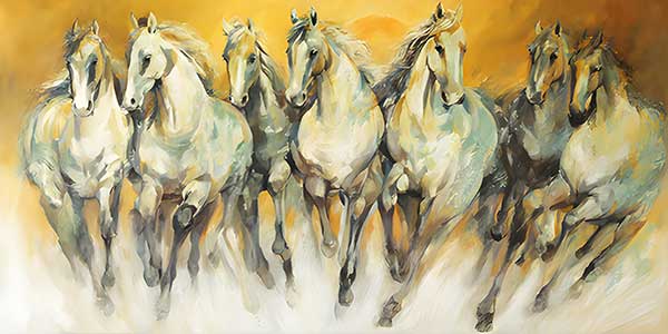 Abstract Seven White Horses Art for Creativity & Innovation in the West