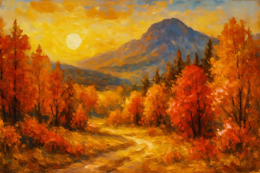 Fiery Autumn Landscape Vastu Painting for Fame and Recognition in South
