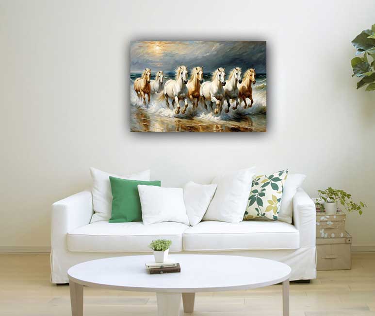 Seven White Horses Vastu Painting for Gains & Profit in the West