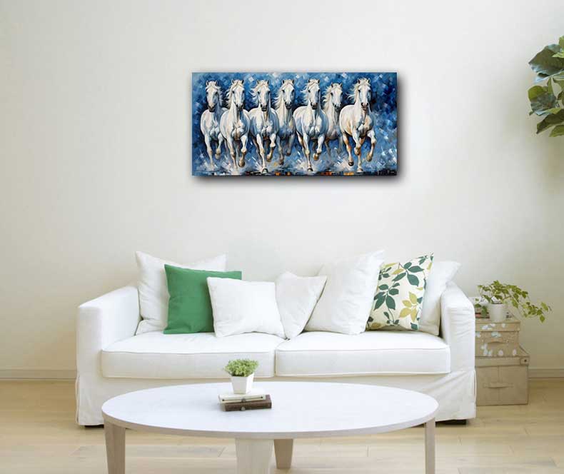 Seven White Horses Vastu Painting for Gains & Profit in the West